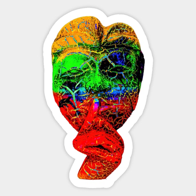 A Bali face mask cut out in dark multicolor Sticker by kall3bu